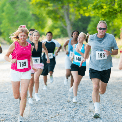 Commonwealth ent | richmond ent | midlothian ent 8 Runners participating in a race outdoors, representing how nasal obstruction affects athletic performance